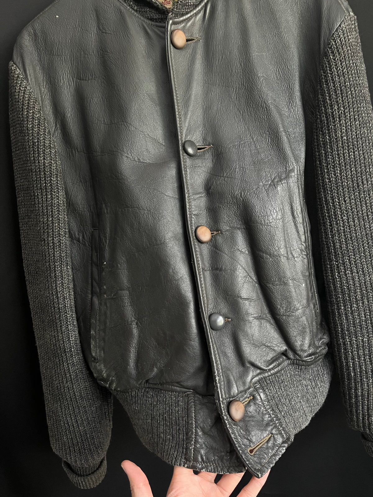 50s McGregor Leather & Knit Stringray Sweater Jacket