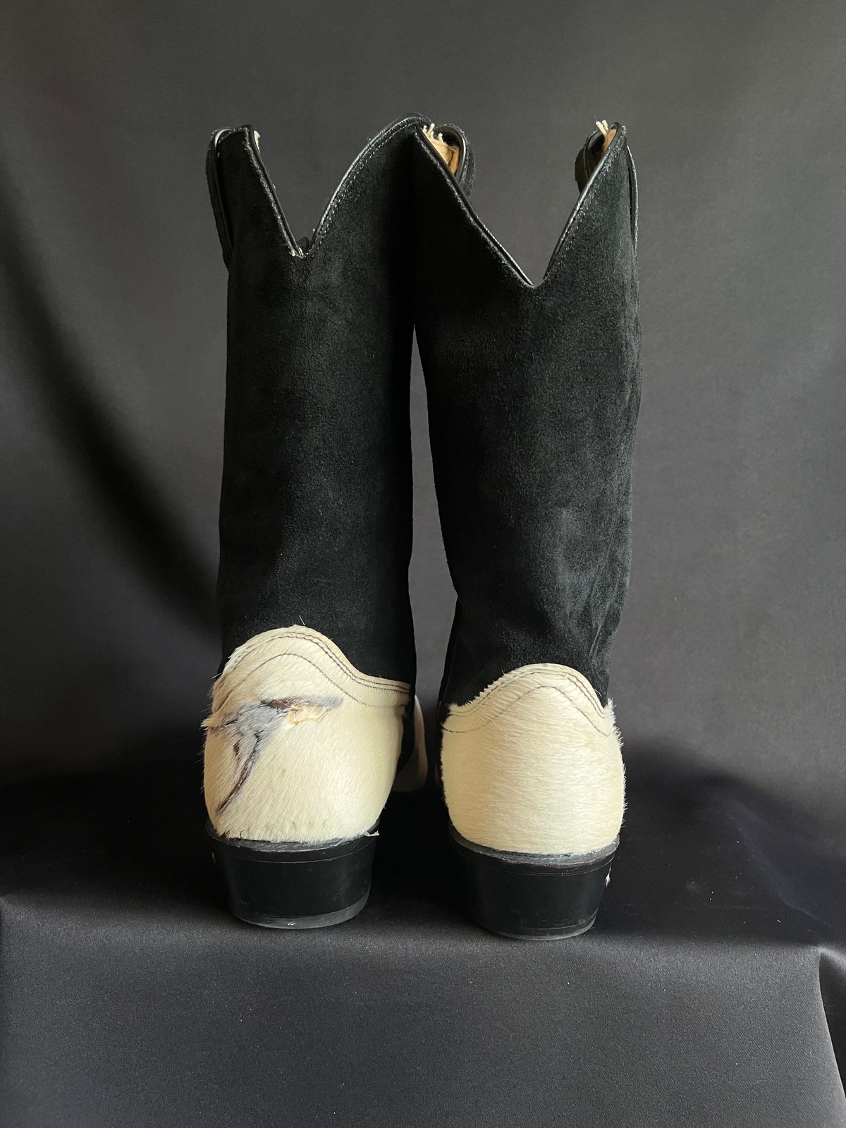 Vtg Cow Fur Made in USA Cowboy Boots (12US)