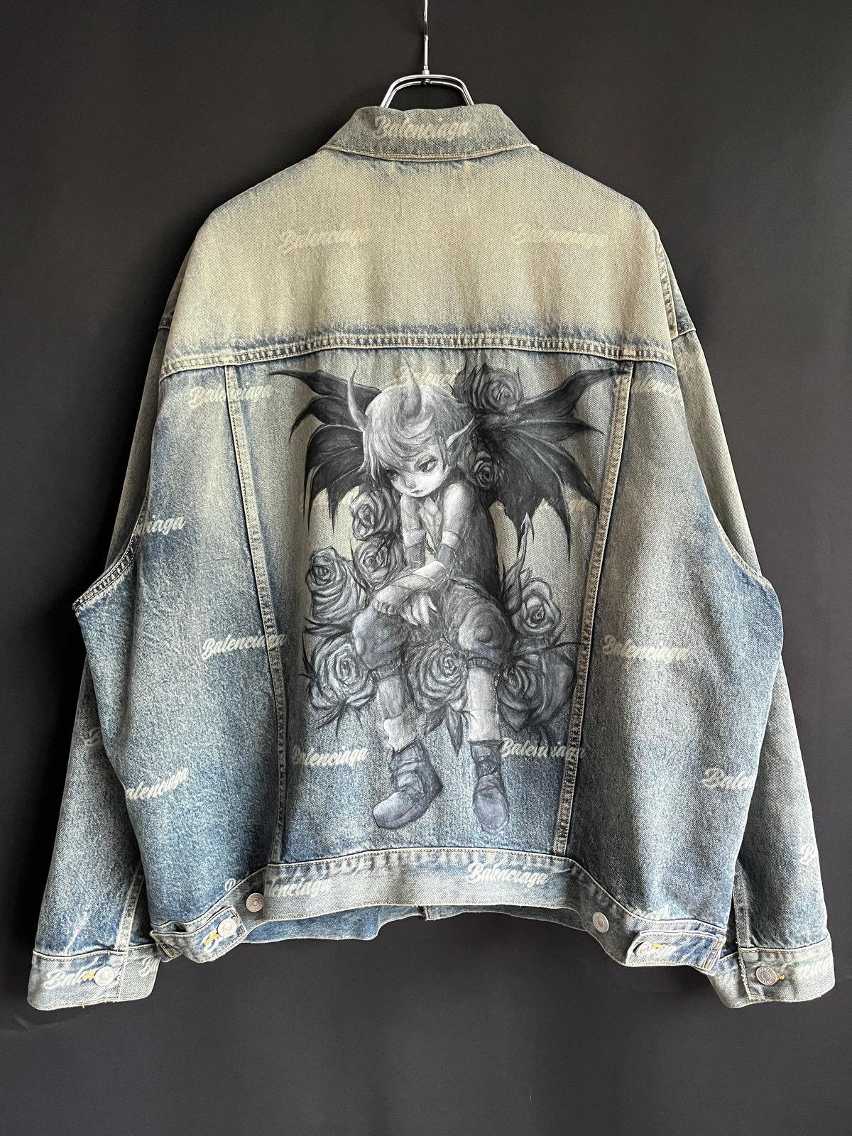 Heart X Balenciaga Hand Painted Denim Jacket NWT