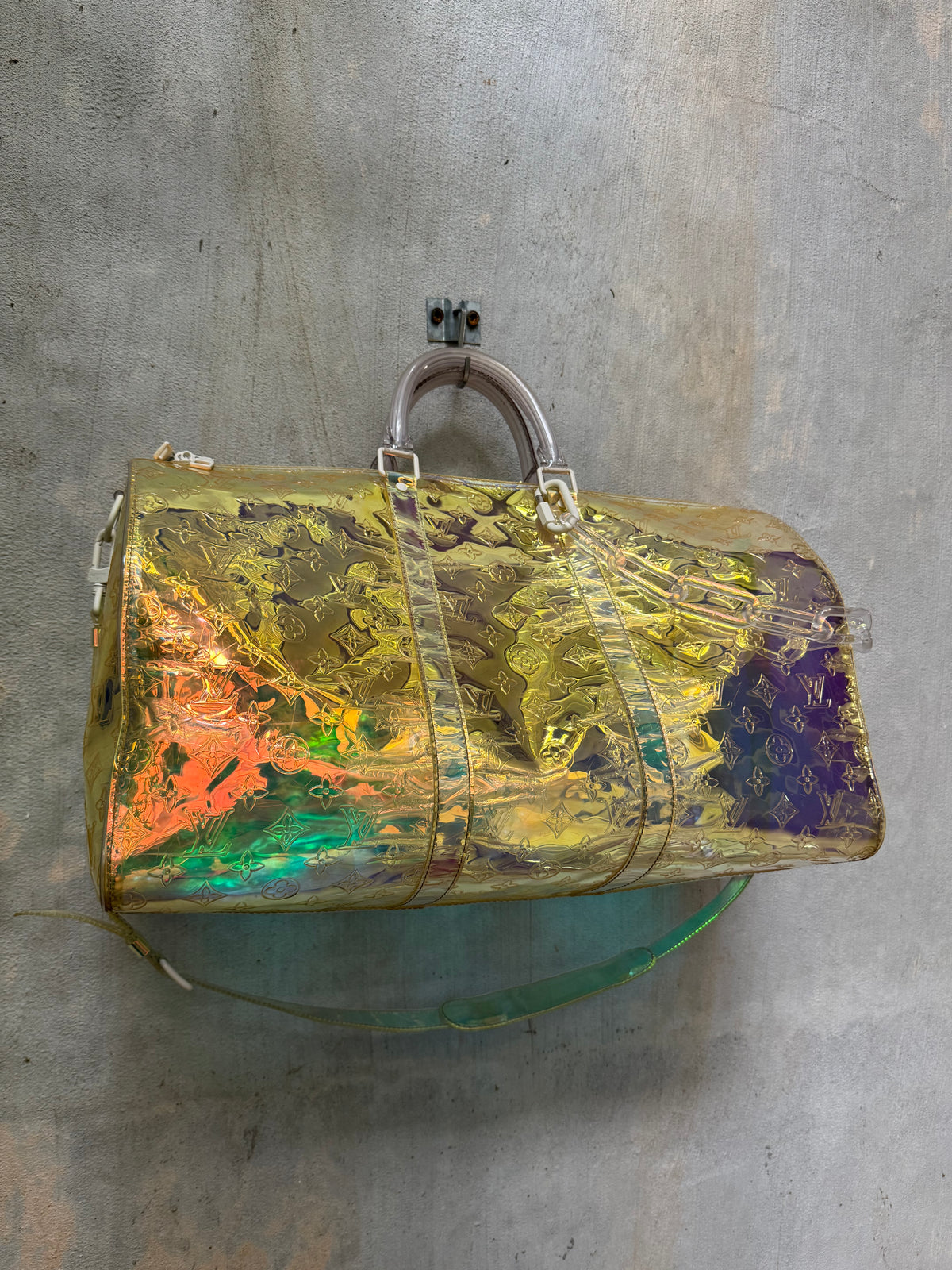 S/S ‘19 Louis Vuitton Virgil Abloh “Prism” Iridescent Bandouliere Duffle
