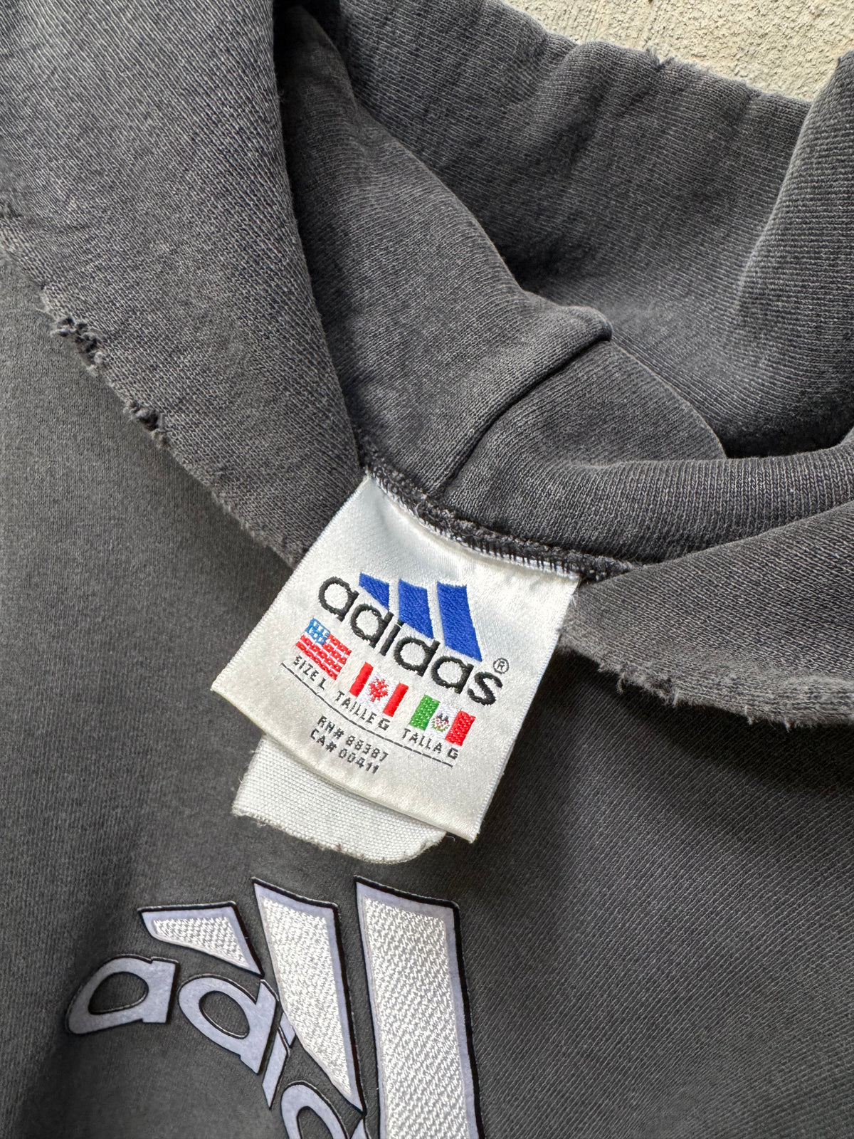90s Thrashed Adidas Oversized Sun Faded Hoodie