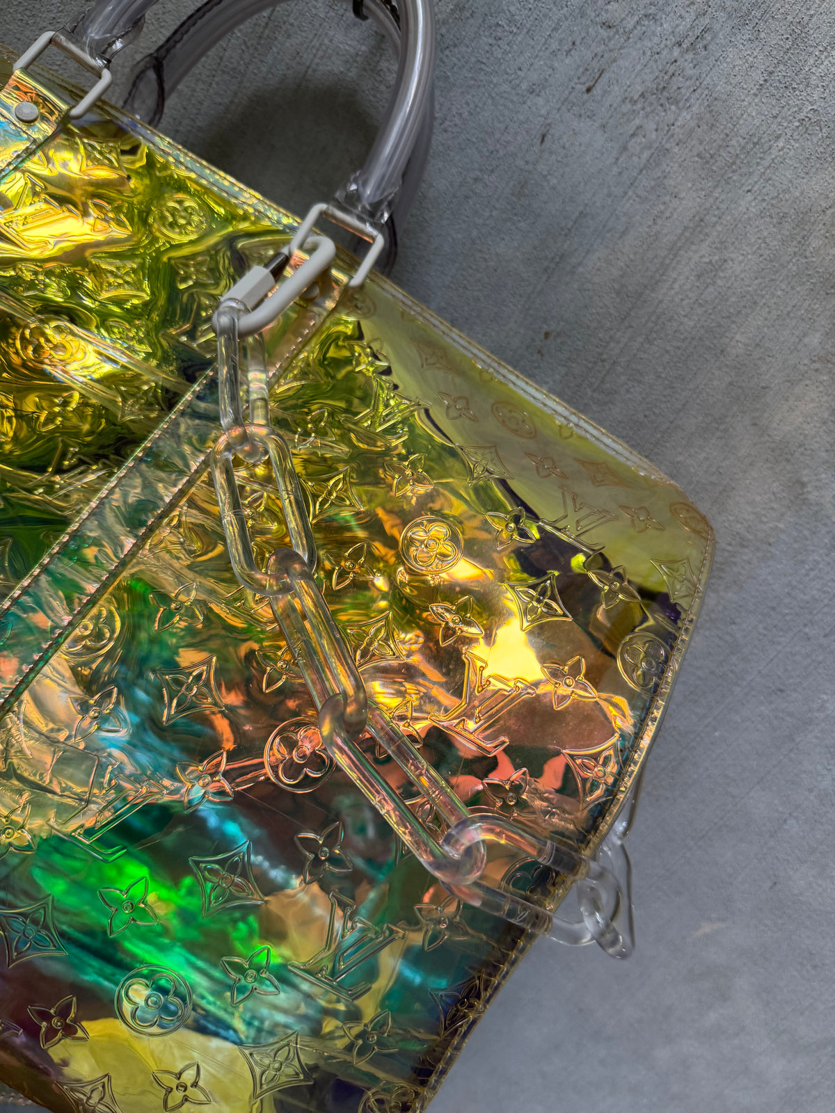 S/S ‘19 Louis Vuitton Virgil Abloh “Prism” Iridescent Bandouliere Duffle