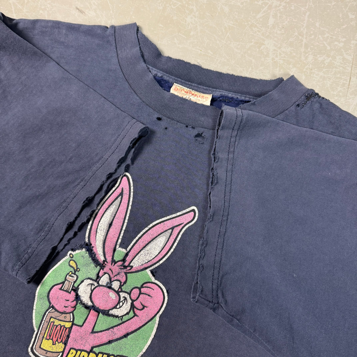 90s Birdhouse Steve Berra “Drunken Bunny” Distressed & Repaired Skate Tee