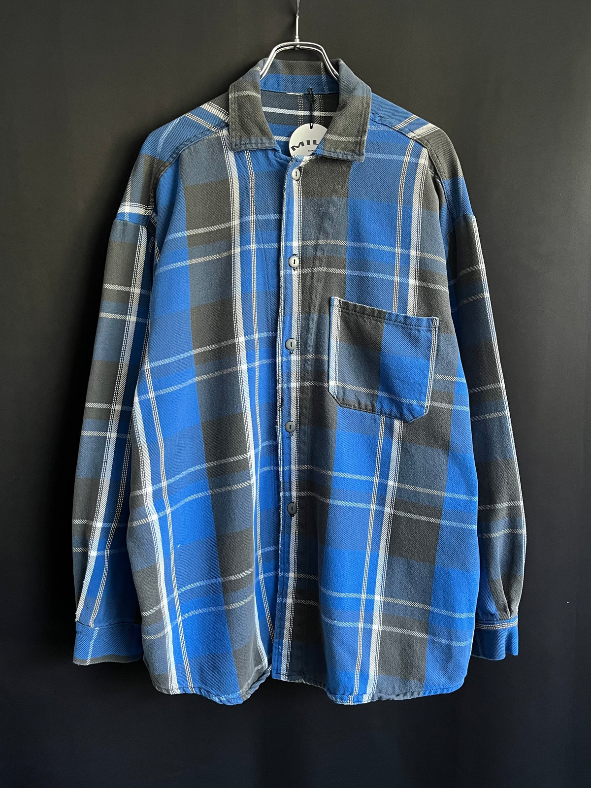 80/90s Blue Cotton Plaid Flannel