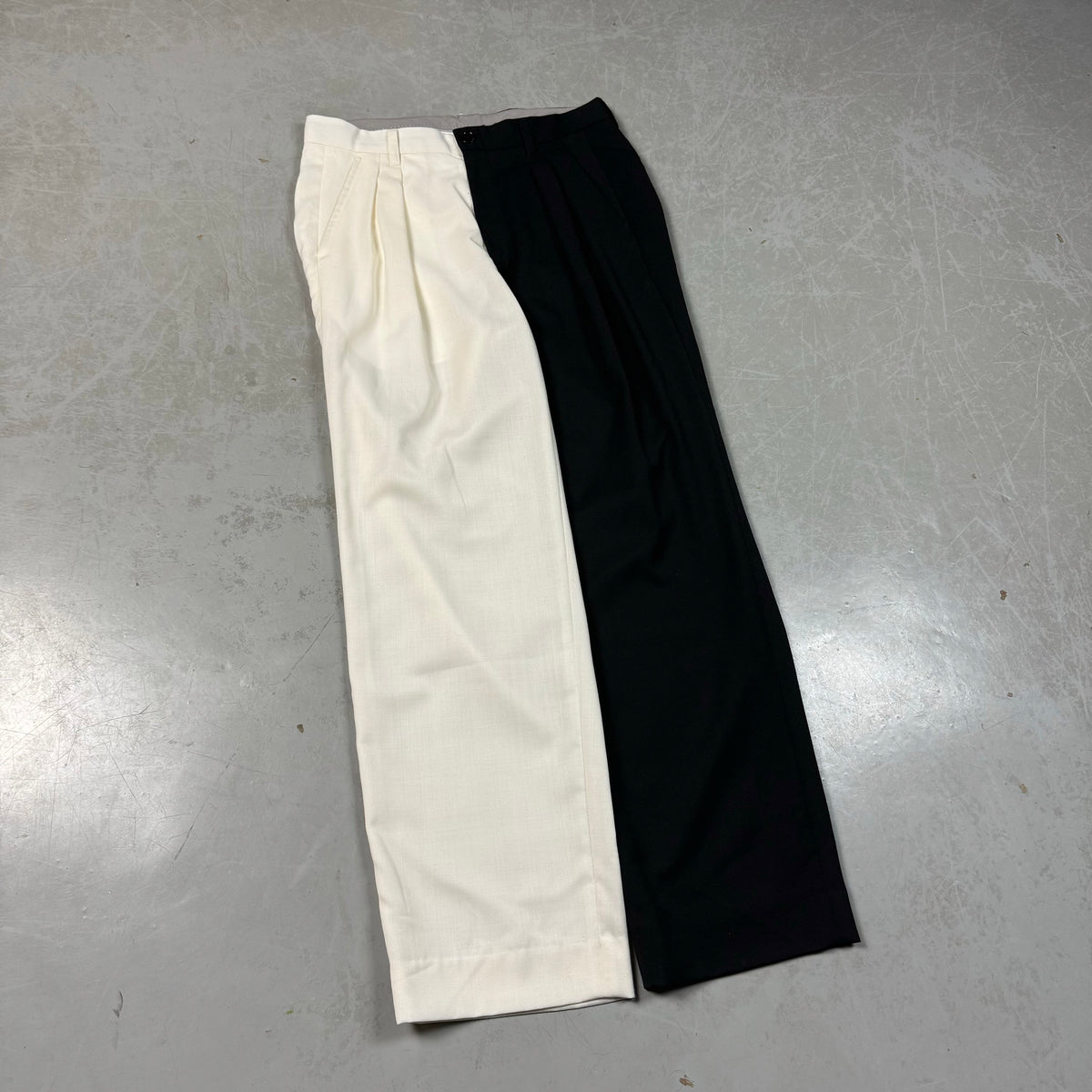 Miharayasuhiro Myne Two-Tone Split Leg Pleated Trousers (32W) image 0